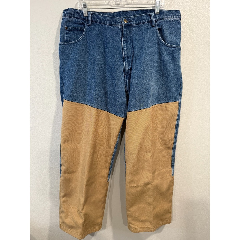 Scheels Outfitters Jeans Men's 40x30 Blue Denim Cotton Straight‎ Leg Frayed Hem